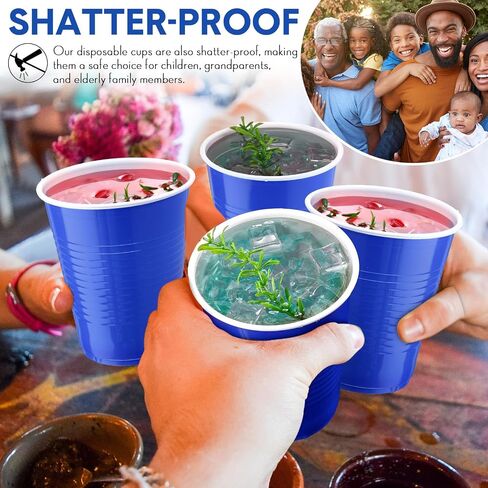 Zopeal 200 Pcs Plastic Cup Bulk 18 oz Disposable Tumblers Wedding Cups Hard Plastic Party Wine Cups Fancy Beverage Drinking Cups Soda Cups Cocktail Glasses for Wedding Birthday Christmas(Blue) in Kuwait
