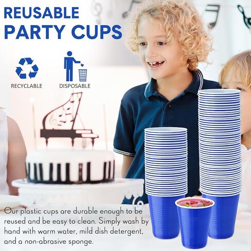 Zopeal 200 Pcs Plastic Cup Bulk 18 oz Disposable Tumblers Wedding Cups Hard Plastic Party Wine Cups Fancy Beverage Drinking Cups Soda Cups Cocktail Glasses for Wedding Birthday Christmas(Blue) in Kuwait
