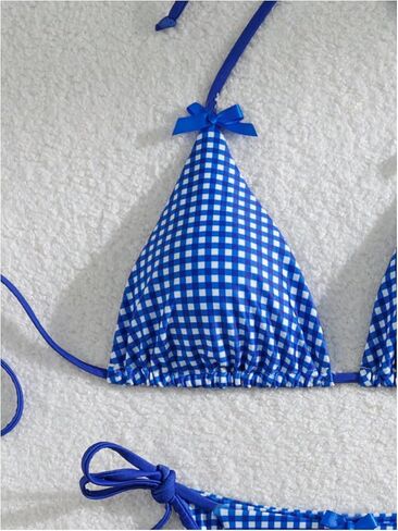 المرأة 2 قطعة Y2K القماش القطني طباعة القوس الجبهة بيكيني الرسن التعادل مجموعة البكيني مثلث مجموعة بحر ملابس السباحة ثوب السباحة in Kuwait