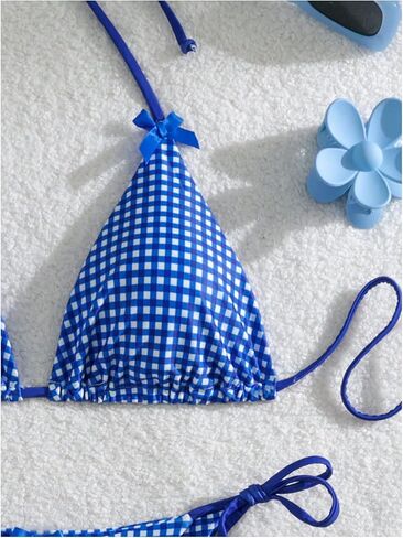 المرأة 2 قطعة Y2K القماش القطني طباعة القوس الجبهة بيكيني الرسن التعادل مجموعة البكيني مثلث مجموعة بحر ملابس السباحة ثوب السباحة in Kuwait