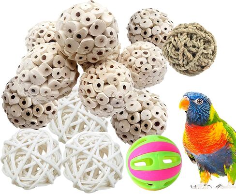 6Pcs Parakeet Toys, Natural Sola Balls Shredding Foot Parrot Chew Toys Bird Foraging Toys for Small Pets Conures Cockatiel Rabbit Guinea Pig Bunny Treats in Saudi Arabia