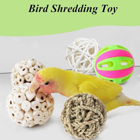 6Pcs Parakeet Toys, Natural Sola Balls Shredding Foot Parrot Chew Toys Bird Foraging Toys for Small Pets Conures Cockatiel Rabbit Guinea Pig Bunny Treats in Saudi Arabia