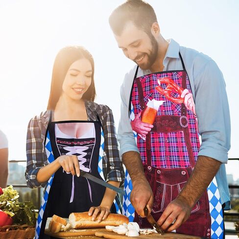 2PCS Oktoberfest Apron, Oktoberfest Party Decorations German Kitchen Apron for Bavarian Beer Festival in Saudi Arabia