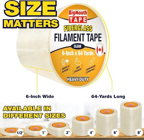 Fiberglass Tape, Available in 6 Sizes, Fiber Reinforced Packing Tape, Used for Heavy Duty Strapping, Fixing, Reinforcing, and Repairing 1/2-Inch x 64-Yards in Saudi Arabia