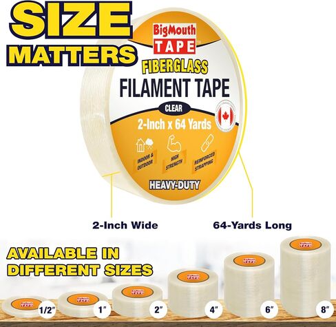Fiberglass Tape, Available in 6 Sizes, Fiber Reinforced Packing Tape, Used for Heavy Duty Strapping, Fixing, Reinforcing, and Repairing 1/2-Inch x 64-Yards in Saudi Arabia