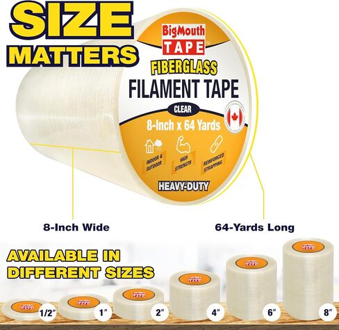 Fiberglass Tape, Available in 6 Sizes, Fiber Reinforced Packing Tape, Used for Heavy Duty Strapping, Fixing, Reinforcing, and Repairing 1/2-Inch x 64-Yards in Saudi Arabia