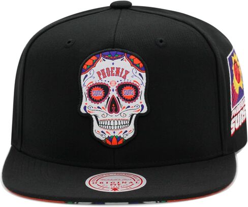 Mitchell & Ness Phoenix Suns NBA Sugar Skull Snapback Hat Adjustable Cap - Black in Saudi Arabia