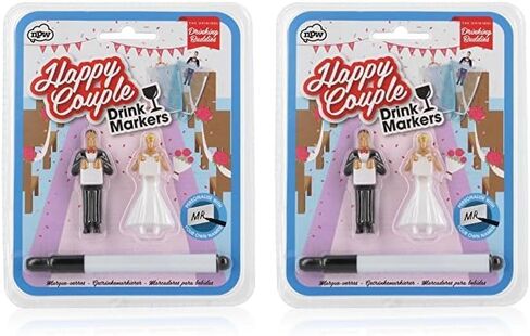 Drinking Buddies Happy Couple Themed Reuseable Glass Drink Markers, Bride & Groom in Saudi Arabia