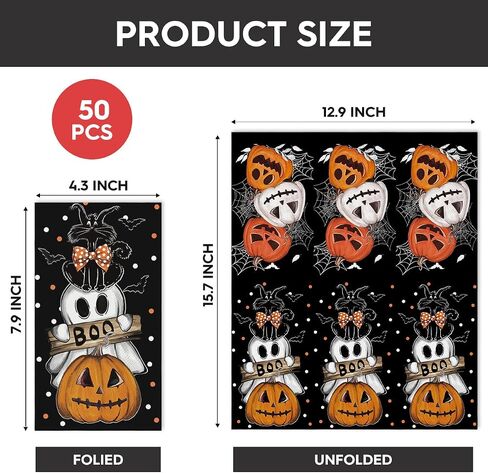 Horaldaily 100 Halloween Disposable Paper Decorative Guest Napkins, Orange Jack-O-Lantern Pumpkin Dots Ghost Cat Hand Towel for Party Lunch Dinner Kitchen Bathroom in Saudi Arabia