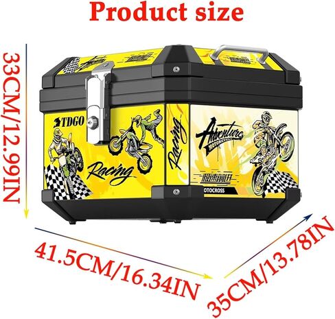 45L Motorcycle Trunk, Universal Motorcycle Top Case Tail Storage Box Topcase Bag with Lining, Backrest Cushion and Shock-Absorbing Bottom Plate, Maleta Maletero para Moto （ABS Material） in Saudi Arabia