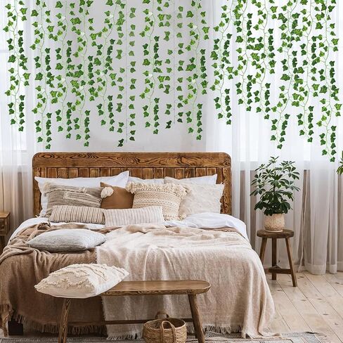 36pcs 252FT Fake Ivy Leaves, Fake Vines Artificial Garland UV Resistant Greenery Hanging Plant Vine for Bedroom Wall Decor Wedding Party Room Aesthetic Stuff Jungle Party Outdoor Plants (36) in Saudi Arabia