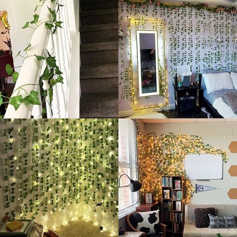 36pcs 252FT Fake Ivy Leaves, Fake Vines Artificial Garland UV Resistant Greenery Hanging Plant Vine for Bedroom Wall Decor Wedding Party Room Aesthetic Stuff Jungle Party Outdoor Plants (36) in Saudi Arabia
