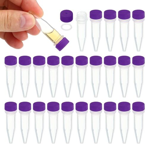 PATIKIL 1.5ml Plastic Cryogenic, 200Pcs Cryogenic Vial Screw Top Frozen Test Tube for Lab Laboratory Science, Purple Cap in Saudi Arabia
