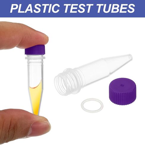 PATIKIL 1.5ml Plastic Cryogenic, 200Pcs Cryogenic Vial Screw Top Frozen Test Tube for Lab Laboratory Science, Purple Cap in Saudi Arabia