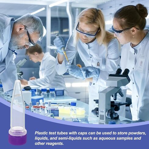 PATIKIL 1.5ml Plastic Cryogenic, 200Pcs Cryogenic Vial Screw Top Frozen Test Tube for Lab Laboratory Science, Purple Cap in Saudi Arabia