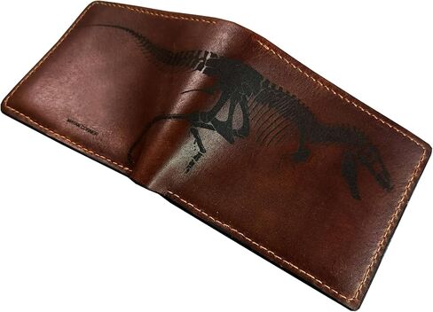 محفظة جلدية هيكل عظمي، أفكار هدايا جلدية هيكل عظمي للديناصور، محفظة جلدية أحفورية تيرانوساروس تي ريكس، أفكار هدايا ديناصور للرجال in Kuwait