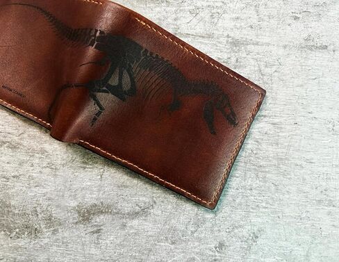 محفظة جلدية هيكل عظمي، أفكار هدايا جلدية هيكل عظمي للديناصور، محفظة جلدية أحفورية تيرانوساروس تي ريكس، أفكار هدايا ديناصور للرجال in Kuwait