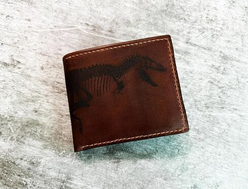 محفظة جلدية هيكل عظمي، أفكار هدايا جلدية هيكل عظمي للديناصور، محفظة جلدية أحفورية تيرانوساروس تي ريكس، أفكار هدايا ديناصور للرجال in Kuwait