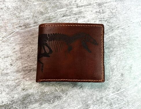 محفظة جلدية هيكل عظمي، أفكار هدايا جلدية هيكل عظمي للديناصور، محفظة جلدية أحفورية تيرانوساروس تي ريكس، أفكار هدايا ديناصور للرجال in Kuwait