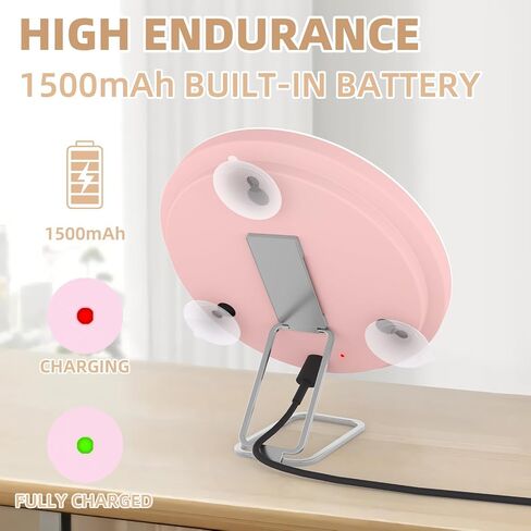 10x Magnifying Mirror with Light, 3 Color Modes Dimming Rechargeable Magnified Makeup Mirror with Magnification 10x, Large 6" Trave Make up Mirror with Stand & Suction Cups in Saudi Arabia