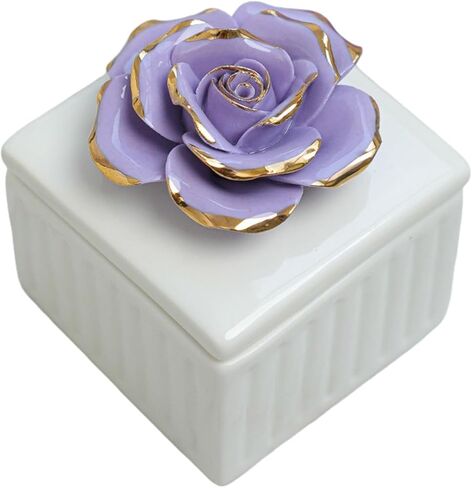 Women's Jewelry Box with Lid Ceramic Storage Box Wedding Souvenir Suitable for Placing Earrings Bracelets Necklaces and Other Jewelry Accessories Suitable for Giving To Oneself or Loved Ones (Pink) in Kuwait