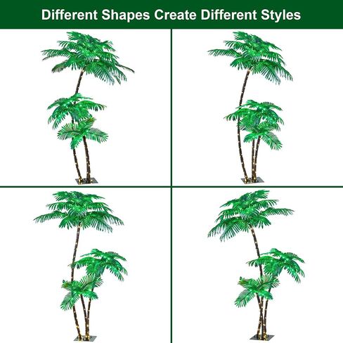 LIGHTSHARE Lighted 5FT Palm Tree Artificial Palm Tree 96LED Lights for Office Decoration Outdoor and Indoors Tiki Bar Christmas Patio Pool- Electric in Saudi Arabia