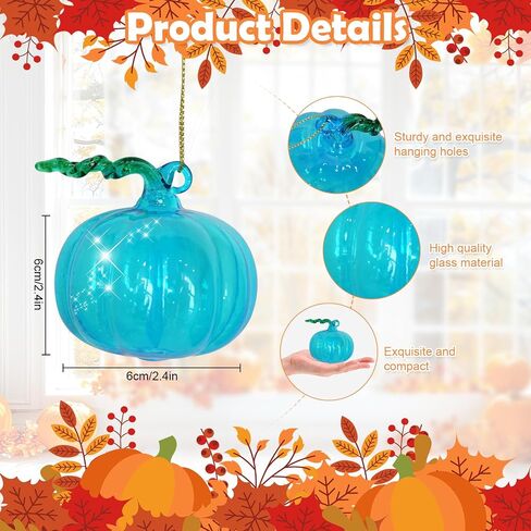 12Pcs Fall Glass Ornament Thanksgiving Small Tree Maple Leaf Hanging Glass Ornament for Fall Thanksgiving Tree, Table, Party Hanging Autumn Harvest Farmhouse Home Decorations (Maple Leaf) in Saudi Arabia