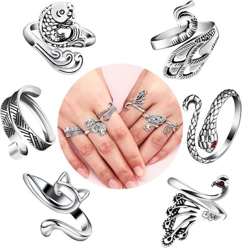 6 Pcs Crochet Ring, Adjustable Handmade Yarn Crochet Tension Ring for Crocheting, Crochet Ring Finger Gift for Mom in Kuwait