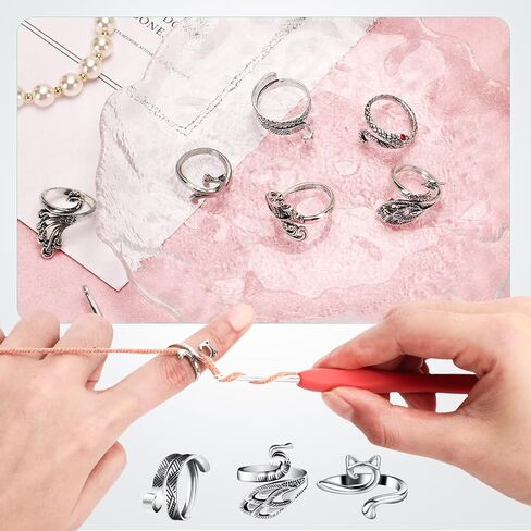 6 Pcs Crochet Ring, Adjustable Handmade Yarn Crochet Tension Ring for Crocheting, Crochet Ring Finger Gift for Mom in Kuwait