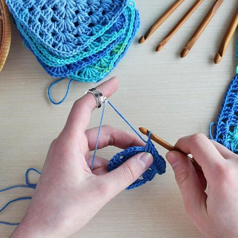 6 Pcs Crochet Ring, Adjustable Handmade Yarn Crochet Tension Ring for Crocheting, Crochet Ring Finger Gift for Mom in Kuwait