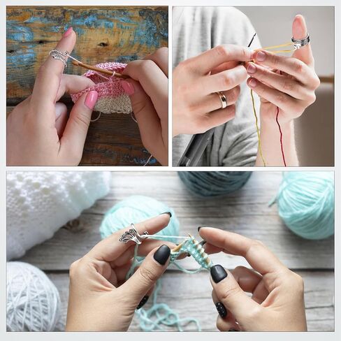 6 Pcs Crochet Ring, Adjustable Handmade Yarn Crochet Tension Ring for Crocheting, Crochet Ring Finger Gift for Mom in Kuwait
