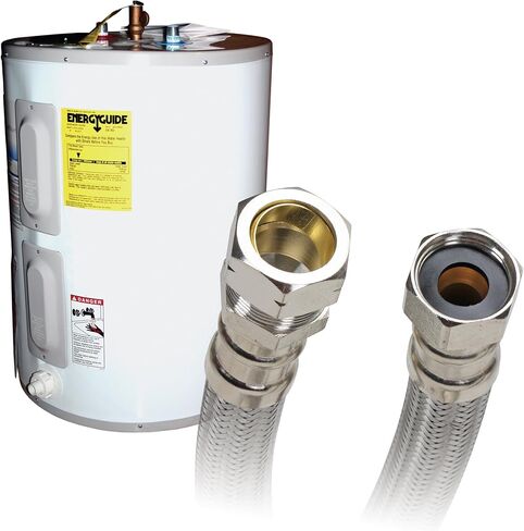 Fluidmaster B4H18 Water Heater Connector, Braided Stainless Steel - 3/4 Female Iron Pipe Thread x 3/4 Compression Coupling, 18-Inch Length in Kuwait