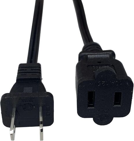 15 Foot Extension Cord, Black Two Prong Power Extension Cord, US AC 18AWG Indoor Male and Female Power Cable for NEMA 1-15P to NEMA 1-15R, Ideal for Holiday Lights, Home Appliance in Saudi Arabia