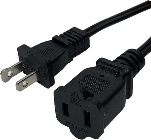 15 Foot Extension Cord, Black Two Prong Power Extension Cord, US AC 18AWG Indoor Male and Female Power Cable for NEMA 1-15P to NEMA 1-15R, Ideal for Holiday Lights, Home Appliance in Saudi Arabia