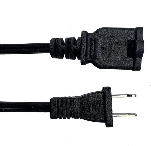 15 Foot Extension Cord, Black Two Prong Power Extension Cord, US AC 18AWG Indoor Male and Female Power Cable for NEMA 1-15P to NEMA 1-15R, Ideal for Holiday Lights, Home Appliance in Saudi Arabia