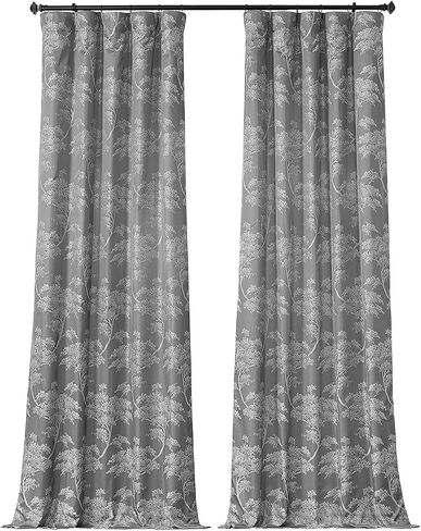 HPD HALF PRICE DRAPES JQCH-RA197615-96 Sequoia Faux Silk Jacquard Curtain (1 Panel), 50 X 96, Sequoia Silver Grey in Saudi Arabia