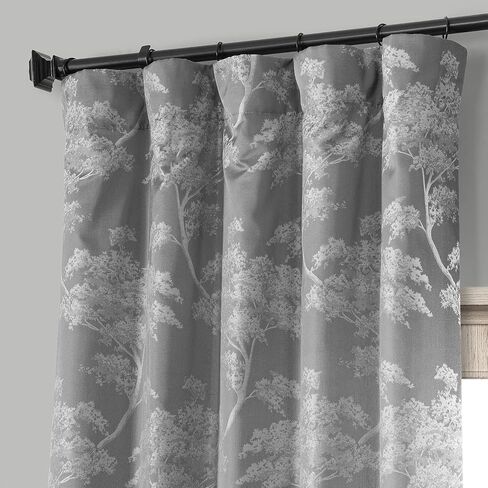 HPD HALF PRICE DRAPES JQCH-RA197615-96 Sequoia Faux Silk Jacquard Curtain (1 Panel), 50 X 96, Sequoia Silver Grey in Saudi Arabia