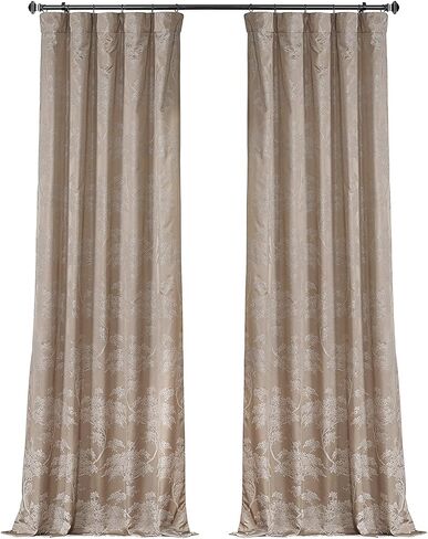 HPD HALF PRICE DRAPES JQCH-RA197615-96 Sequoia Faux Silk Jacquard Curtain (1 Panel), 50 X 96, Sequoia Silver Grey in Saudi Arabia