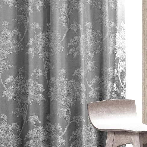 HPD HALF PRICE DRAPES JQCH-RA197615-96 Sequoia Faux Silk Jacquard Curtain (1 Panel), 50 X 96, Sequoia Silver Grey in Saudi Arabia