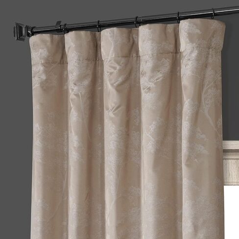 HPD HALF PRICE DRAPES JQCH-RA197615-96 Sequoia Faux Silk Jacquard Curtain (1 Panel), 50 X 96, Sequoia Silver Grey in Saudi Arabia