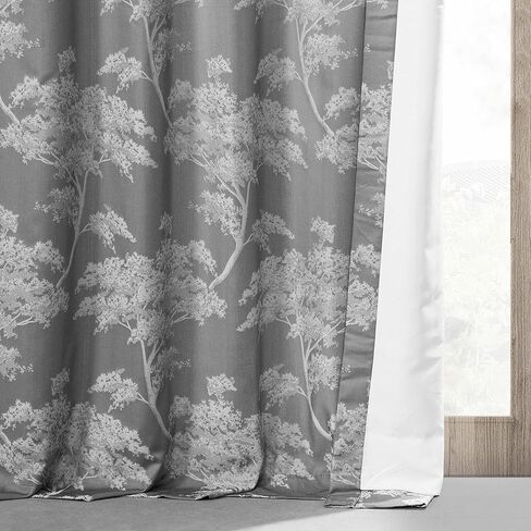 HPD HALF PRICE DRAPES JQCH-RA197615-96 Sequoia Faux Silk Jacquard Curtain (1 Panel), 50 X 96, Sequoia Silver Grey in Saudi Arabia