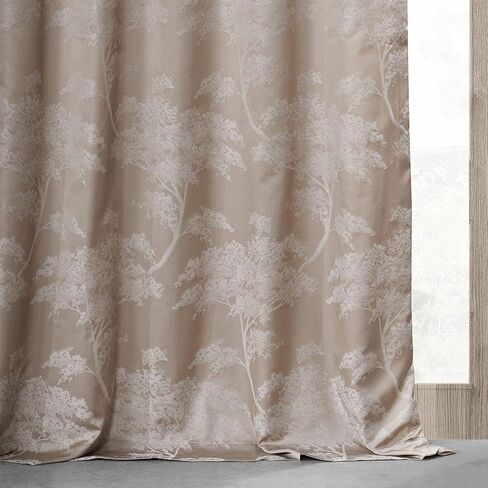 HPD HALF PRICE DRAPES JQCH-RA197615-96 Sequoia Faux Silk Jacquard Curtain (1 Panel), 50 X 96, Sequoia Silver Grey in Saudi Arabia