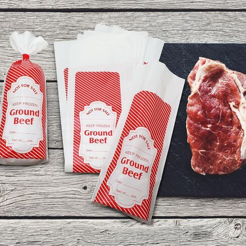 Cholemy 1 lb Red Plaid Ground Beef Freezer Bags Polyethylene Sausage Meat Bags for Freezer Storage Dry Age Bags for Meat with Bag Sealing Tapes Your Ground Meat Packaging System(1000 Pcs) in Saudi Arabia