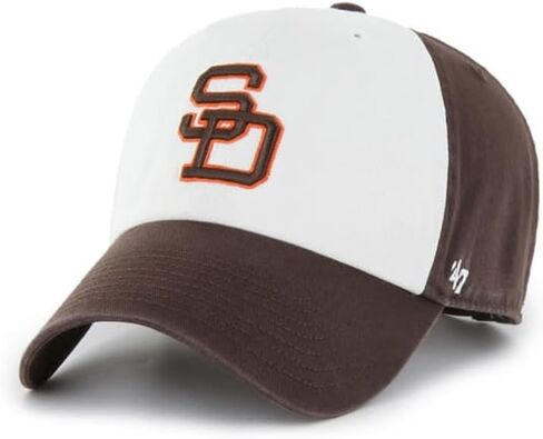 47 San Diego Padres Hat Mens Womens Freshman Clean Up Adjustable Cap, White/Brown in Saudi Arabia
