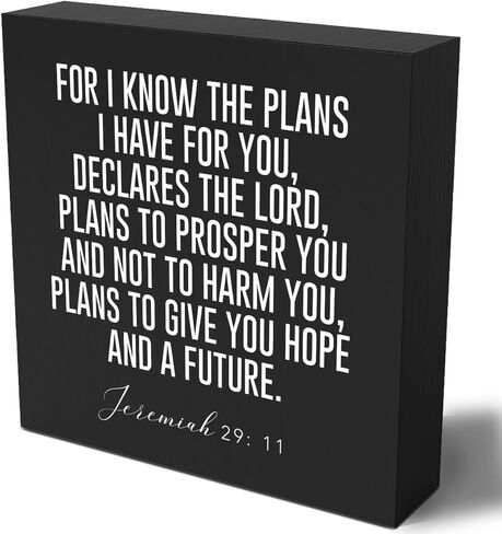 Christian Gifts for Women Motivational Scripture Bible Verse Desk Decor Wood Sign Rustic Black Wooden Box Sign for Home Office Living Room Bedroom Table Shelf Religious Decor Birthday Christmas in Saudi Arabia