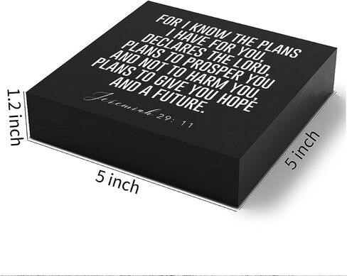 Christian Gifts for Women Motivational Scripture Bible Verse Desk Decor Wood Sign Rustic Black Wooden Box Sign for Home Office Living Room Bedroom Table Shelf Religious Decor Birthday Christmas in Saudi Arabia