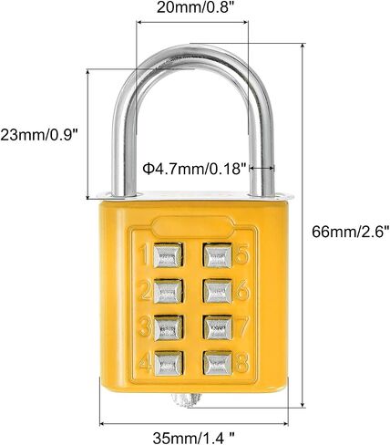 PATIKIL 8 Digit Button Combination Padlock, 3 Pack 4 Position Locking Mechanism Push Button Security Digital Lock for Gym Sports Locker Cabinet Toolbox, Yellow in Saudi Arabia