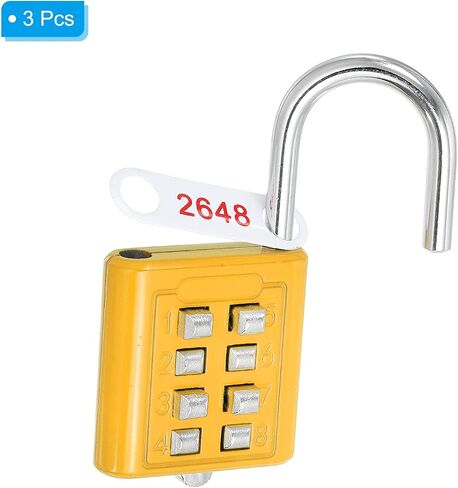 PATIKIL 8 Digit Button Combination Padlock, 3 Pack 4 Position Locking Mechanism Push Button Security Digital Lock for Gym Sports Locker Cabinet Toolbox, Yellow in Saudi Arabia