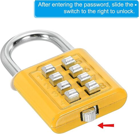 PATIKIL 8 Digit Button Combination Padlock, 3 Pack 4 Position Locking Mechanism Push Button Security Digital Lock for Gym Sports Locker Cabinet Toolbox, Yellow in Saudi Arabia