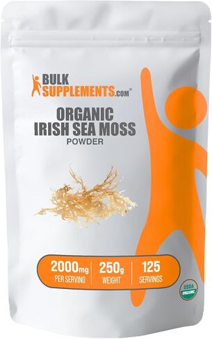 BulkSupplements.com مسحوق طحلب البحر الأيرلندي العضوي - مكمل طحلب البحر، طحلب البحر الأيرلندي العضوي، مسحوق طحلب البحر العضوي - نباتي وخالي من الغلوتين، 2000 مجم لكل وجبة، 250 جم (8.8 أونصة) (عبوة من قطعة واحدة) in Saudi Arabia